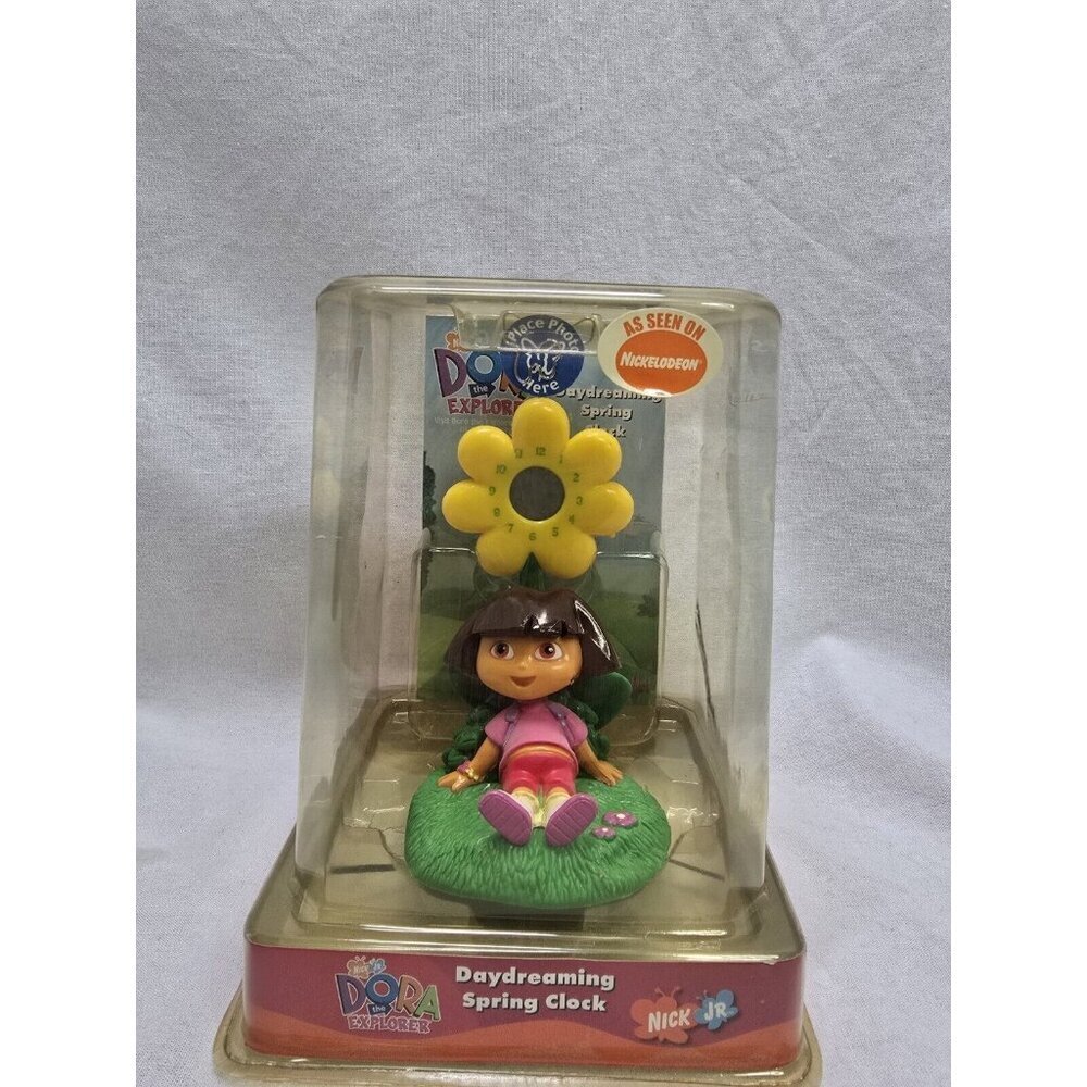 2003 Dora The Explorer Daydreaming Spring Clock & Picture/Memo Holder Flower NEW